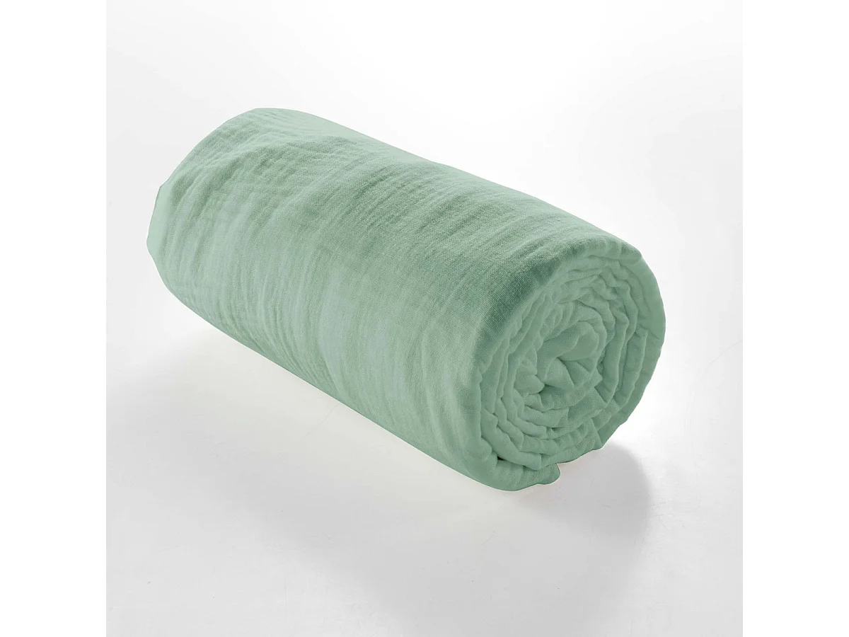 Hoeslaken Dubbele Gaze van Katoen Angelia 160x200 Salie - Zachtheid en Natuurlijk Comfort