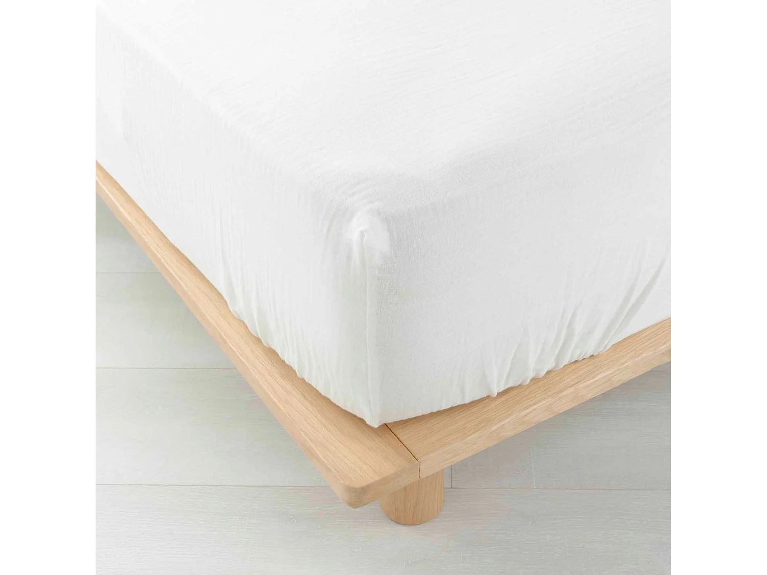 Drap housse 140x190 double gaze de coton blanc Douceur d'intérieur Angelia