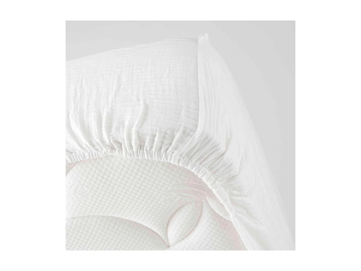 Drap housse 140x190 double gaze de coton blanc Douceur d'intérieur Angelia