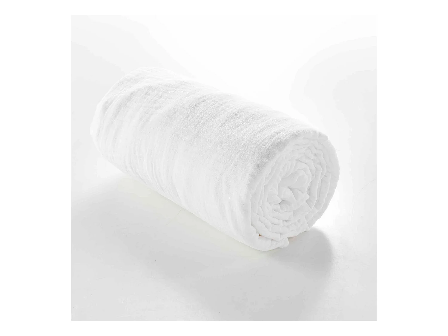 Drap housse 140x190 double gaze de coton blanc Douceur d'intérieur Angelia