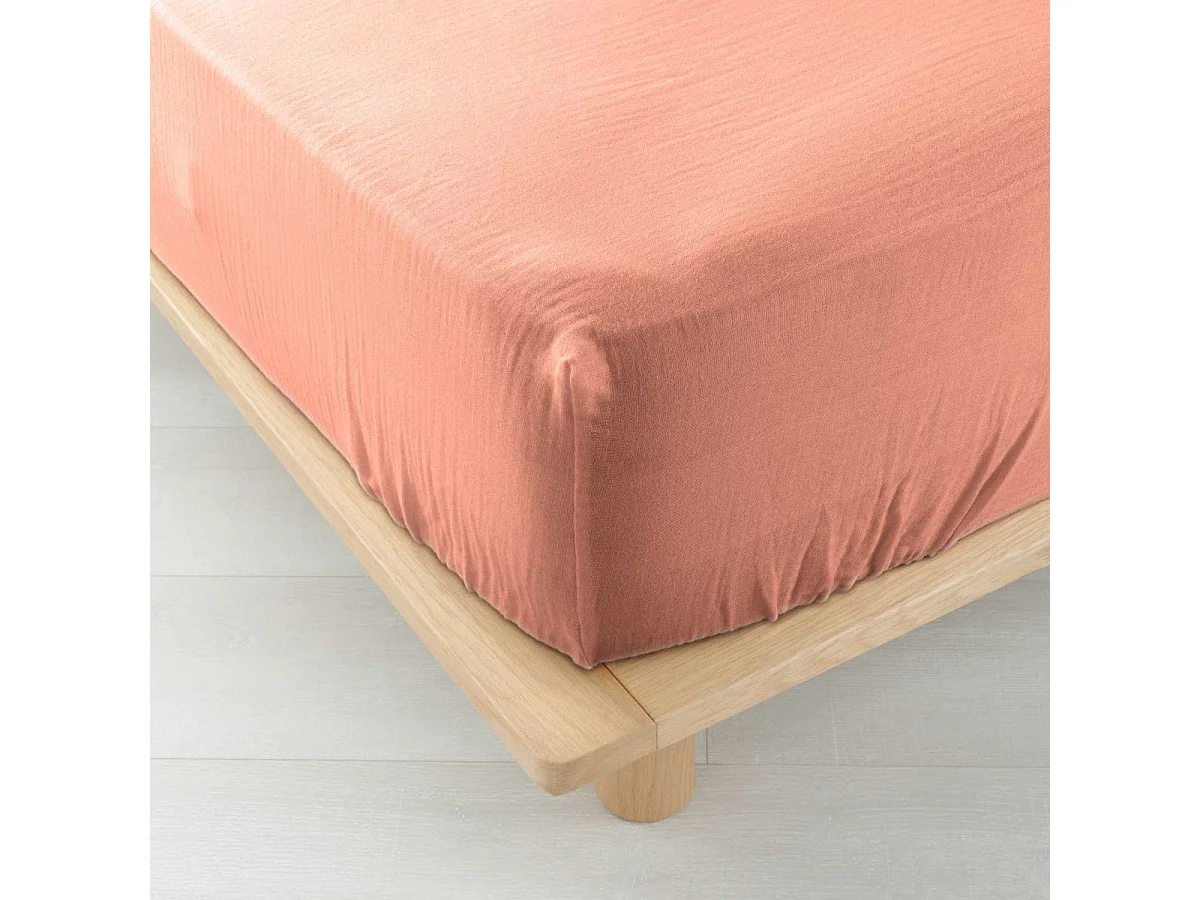 Drap Housse en Gaze de Coton "Angelia" 160x200cm Rose