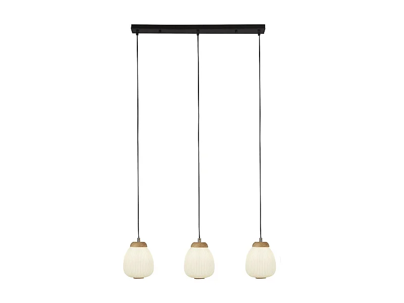 Lampadario Contemporaneo Ella Acciaio Bianco Vetro Nero 3 Luci E14