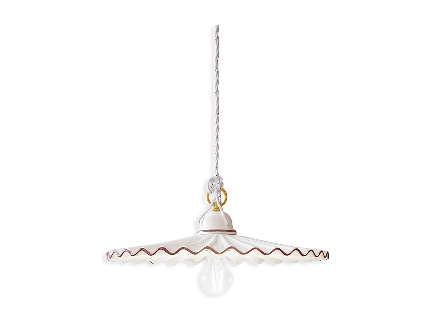 Sospensione Classica L'Aquila Ottone E Ceramica Decorato Diam. 41Cm 1 Luce E27