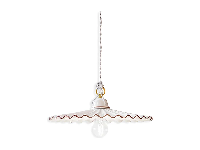 Sospensione Classica L'Aquila Ottone E Ceramica Decorato Diam. 41Cm 1 Luce E27