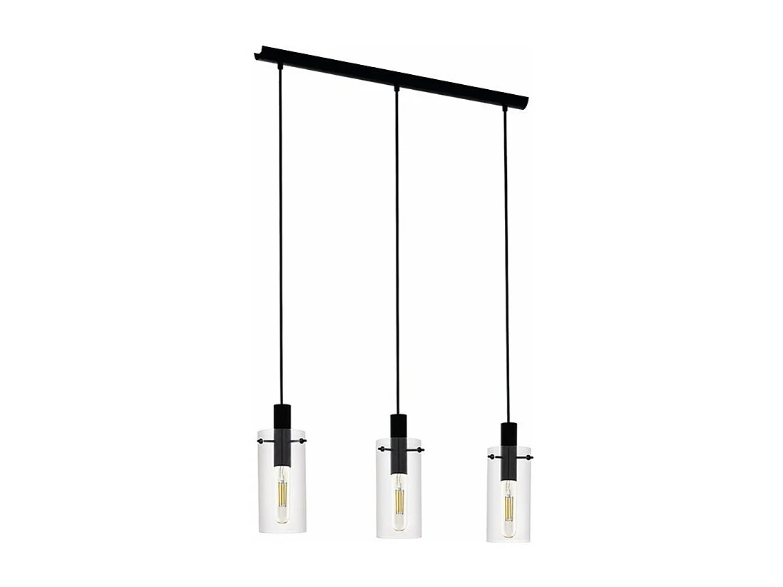 Lampadario Industrial Montefino 3 Luci Acciaio Nero
