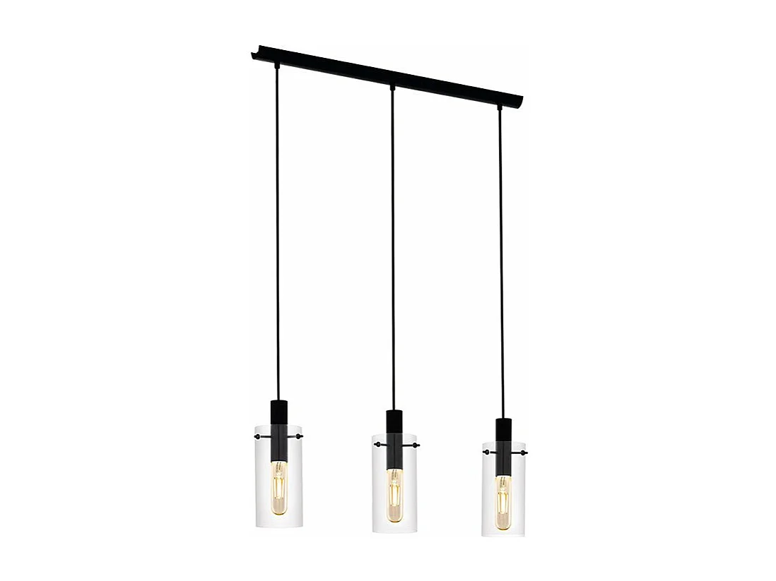 Lampadario Industrial Montefino 3 Luci Acciaio Nero