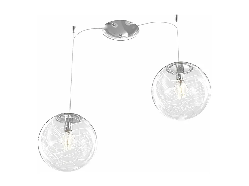 Sospensione Contemporanea Moon Metallo Cromo Vetro Bianco 2 Luci E27 D.30Cm