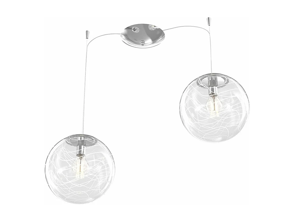 Sospensione Contemporanea Moon Metallo Cromo Vetro Bianco 2 Luci E27 D.30Cm