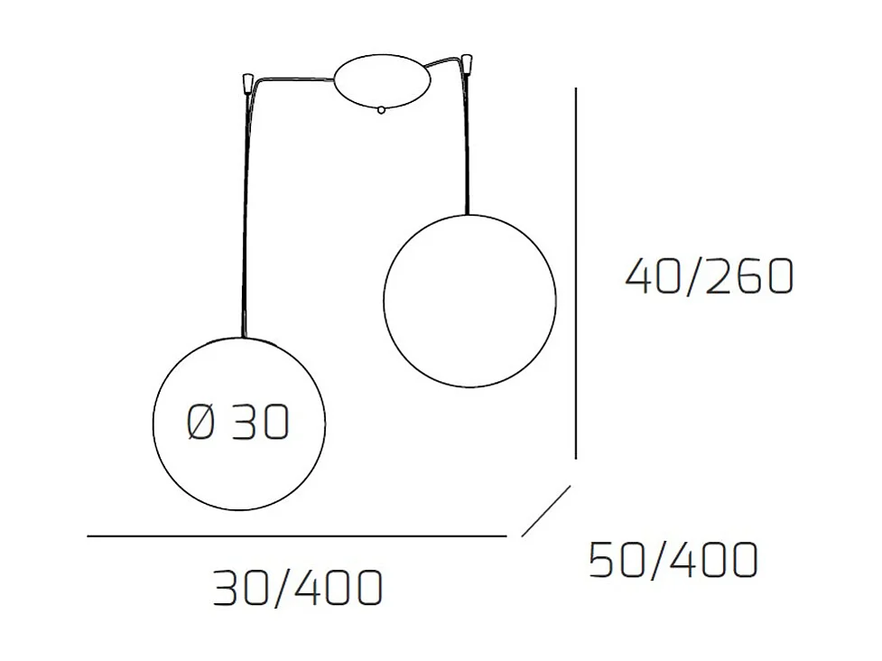 Sospensione Contemporanea Moon Metallo Cromo Vetro Bianco 2 Luci E27 D.30Cm