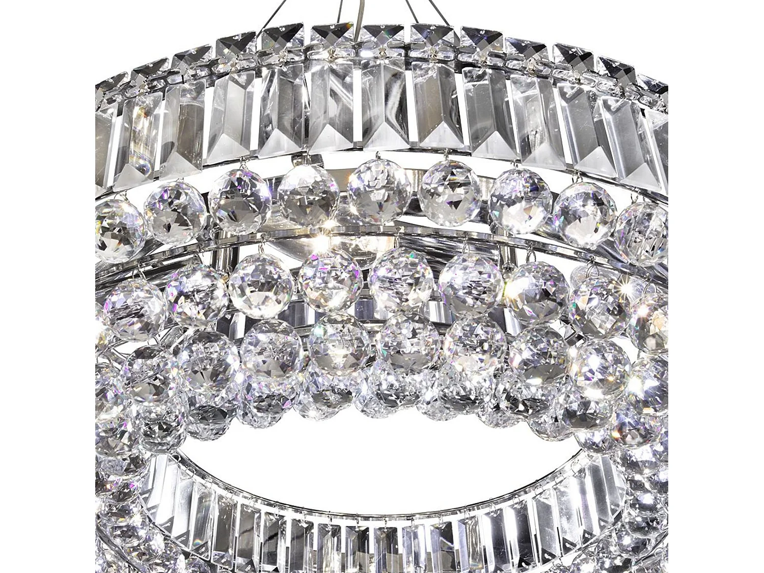 Searchlight Vesuvius - Sospensione da soffitto piccola a 10 luci cromata con cristalli, attacco E14