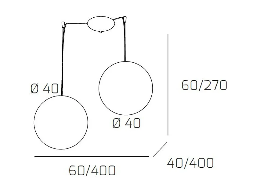 Sospensione Contemp Glitter Metallo Cromo Vetro Soffiato Trasp 2 Luci E27 40Cm