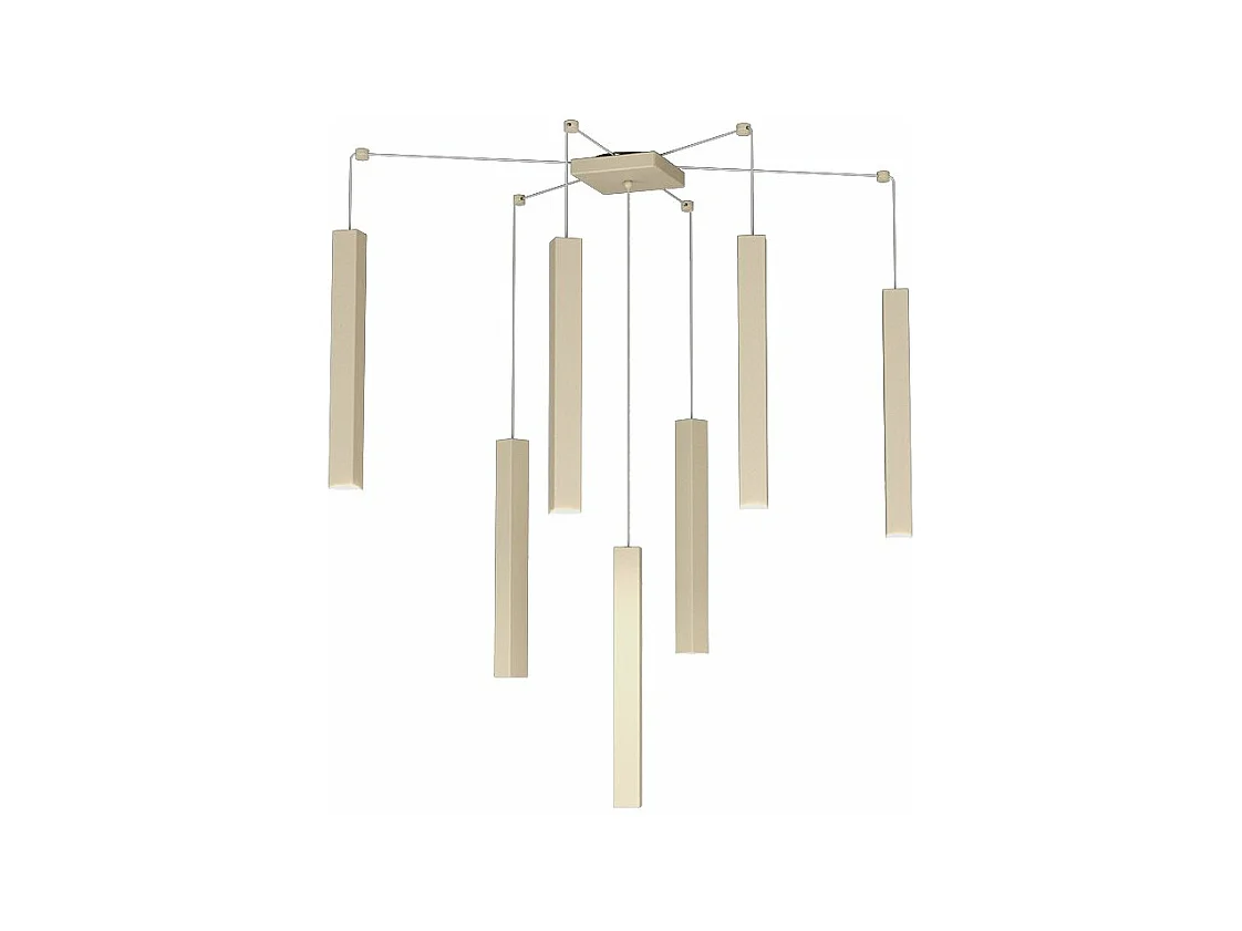 Square Tube Sospensione 7 Luci Sabbia Cavo Cm.250 Con Base