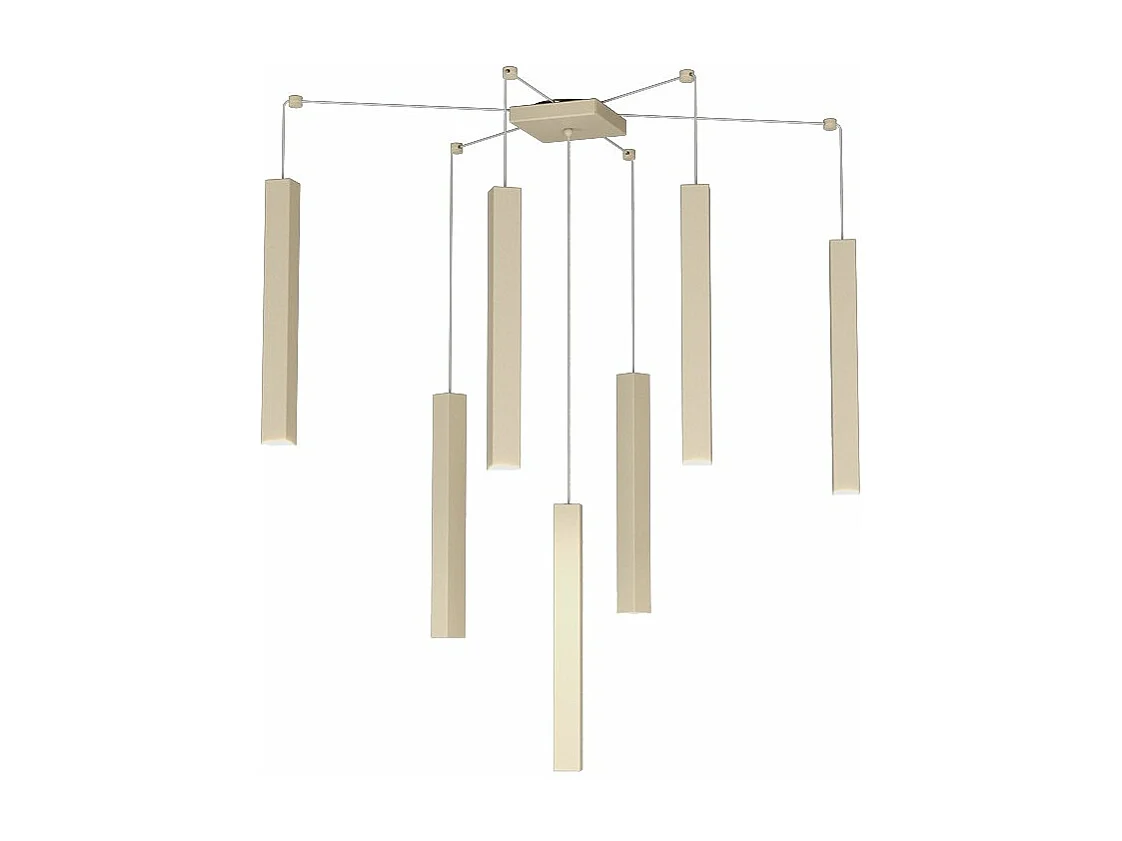 Square Tube Sospensione 7 Luci Sabbia Cavo Cm.250 Con Base