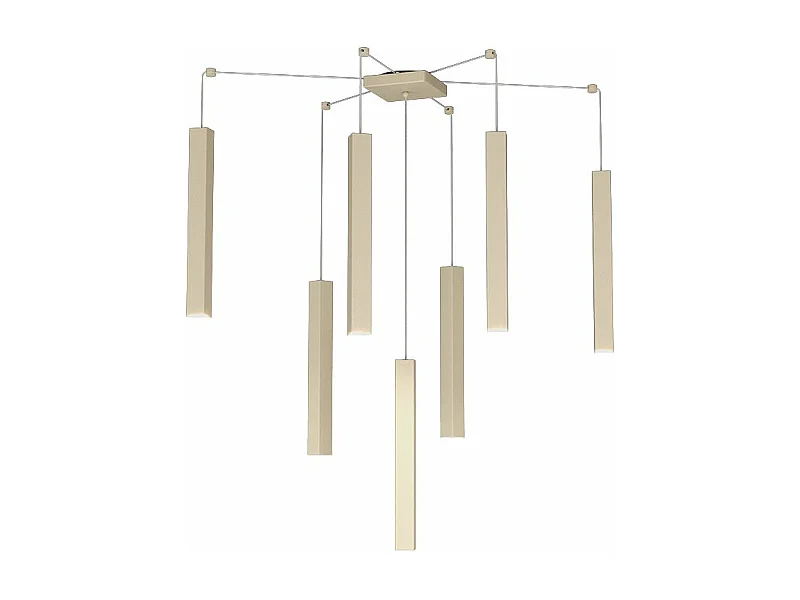 Square Tube Sospensione 7 Luci Sabbia Cavo Cm.250 Con Base
