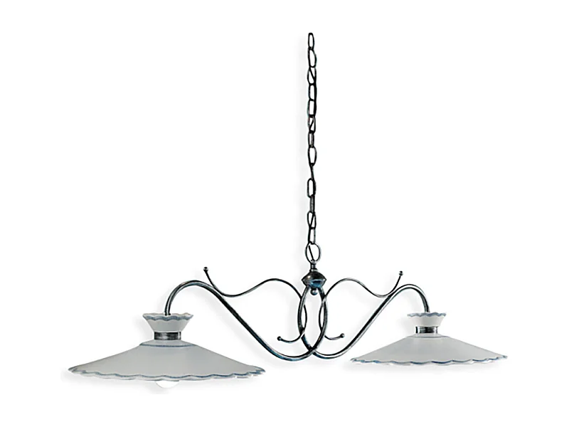 Lampadario Classico Ravenna Metallo E Ceramica Nero Sfumato Arg. 31Cm 2 Luci E27