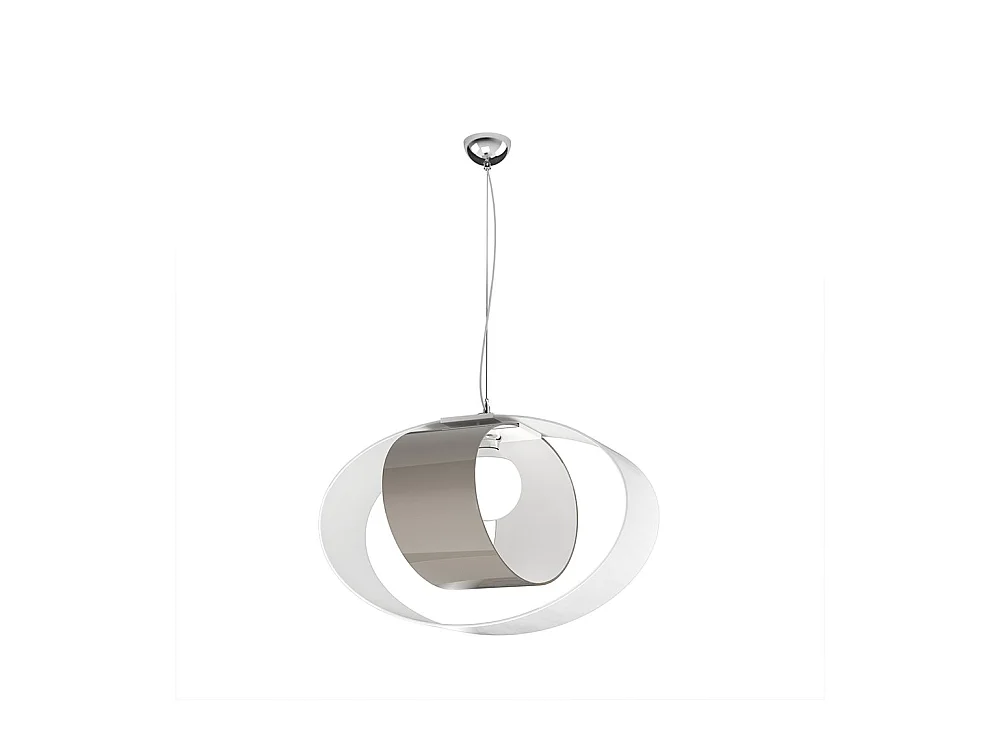 Sospensione Moderna Lap Metallo Bianco E Vetro Tortora 1 Luce E27 52Cm