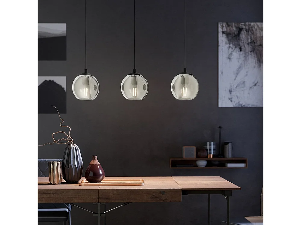 Lampadario Moderno Ariscani 3 Luci Acciaio Nero