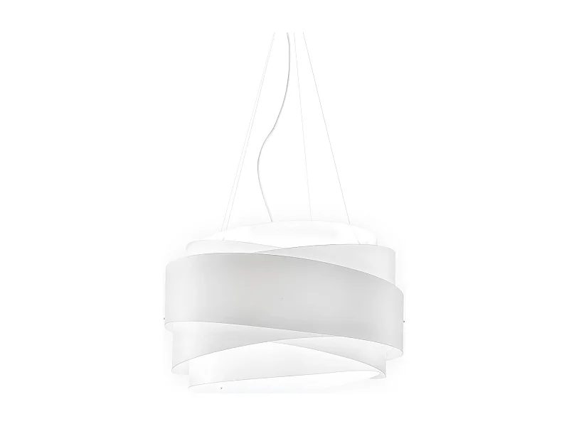 Lampadario Moderno Bea Polilux ® Bianco E Metallo Cromo 5 Luci E27 D80Cm