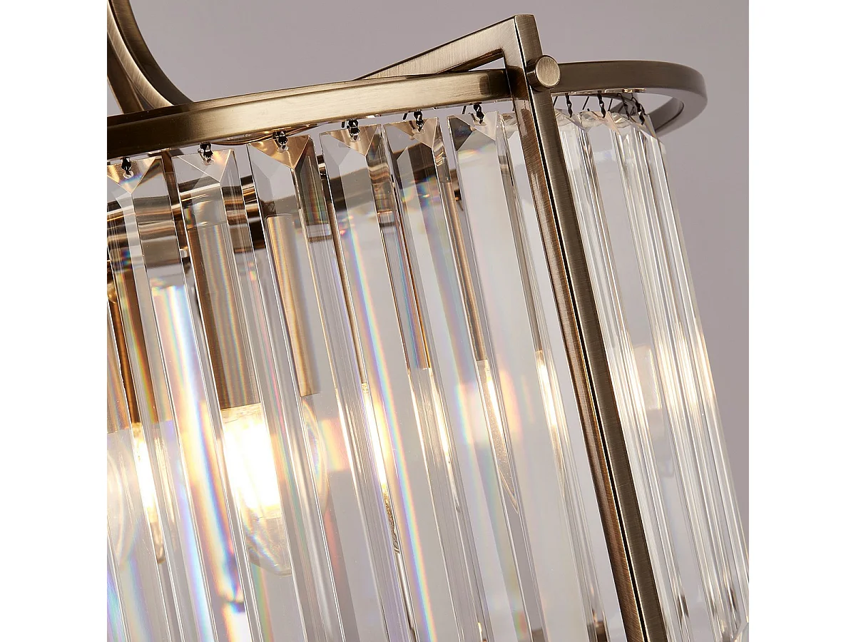 Searchlight Victoria Lampadario a 5 luci in ottone anticato, cristallo trasparente