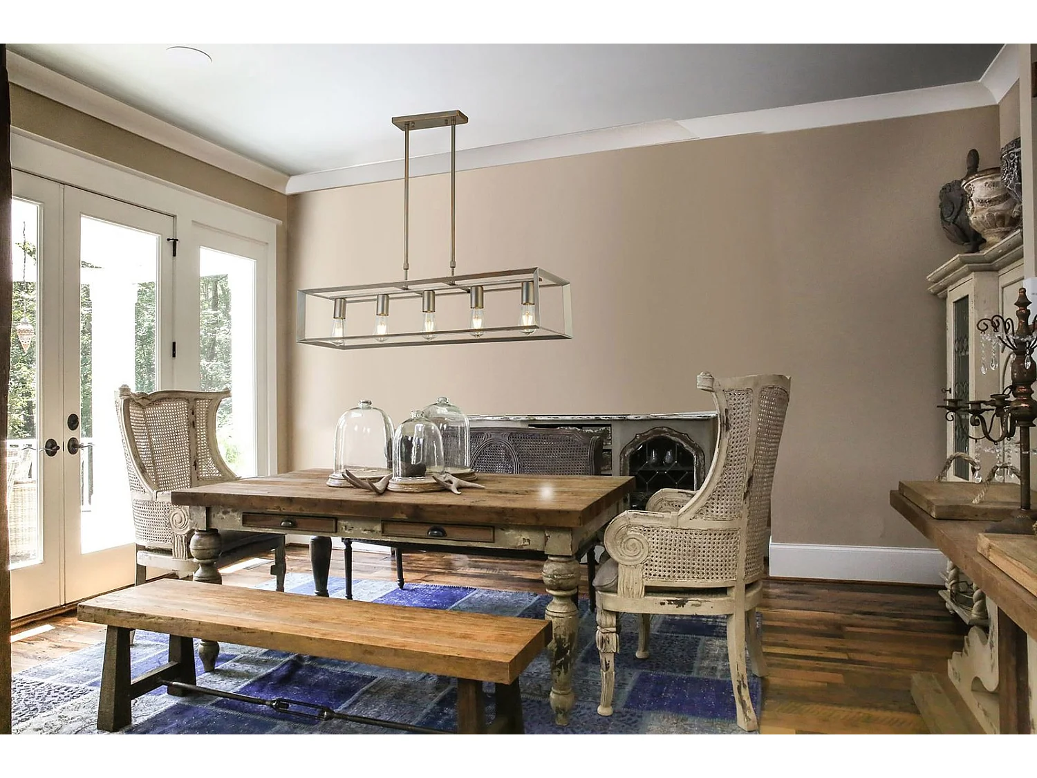 Searchlight Heaton - Ciondolo a 5 barre luminose argento, oro, E27