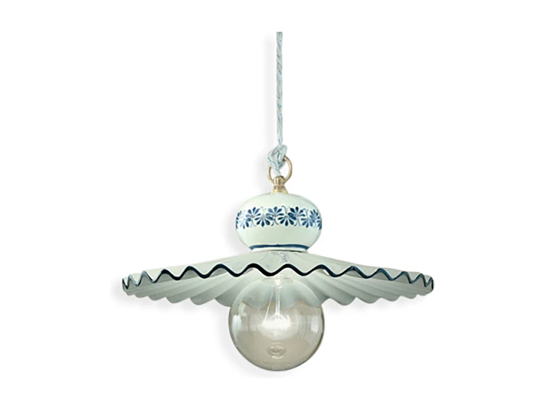 Lampadario Classico Roma Ceramica E Ottone Satinato Decorato 1 Luce E27