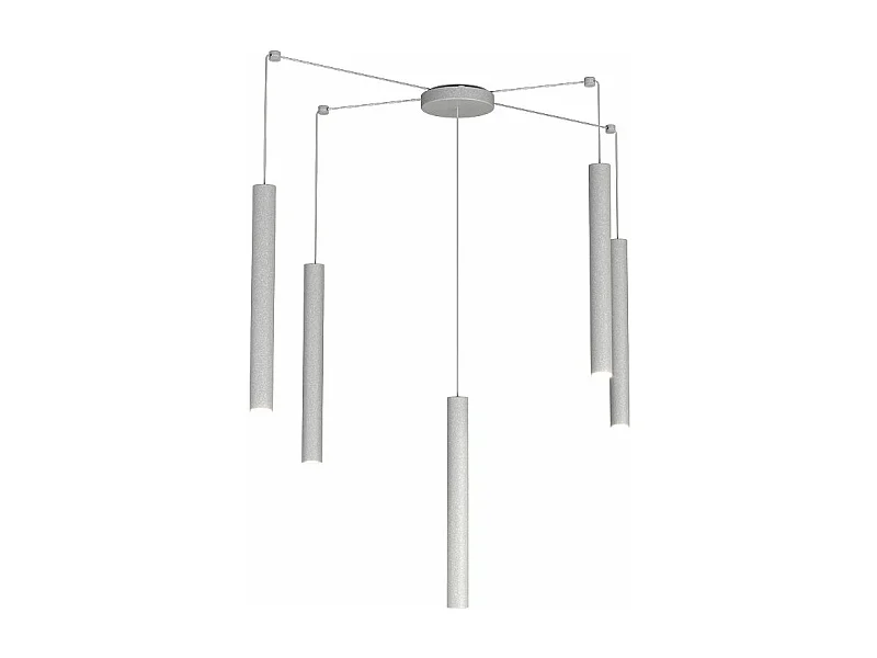 Round Tube Sospensione 5 Luci Grigio Cavo Cm.250 Con Base