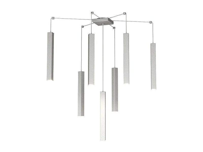 Square Tube Sospensione 7 Luci Grigio Cavo Cm.250 Con Base