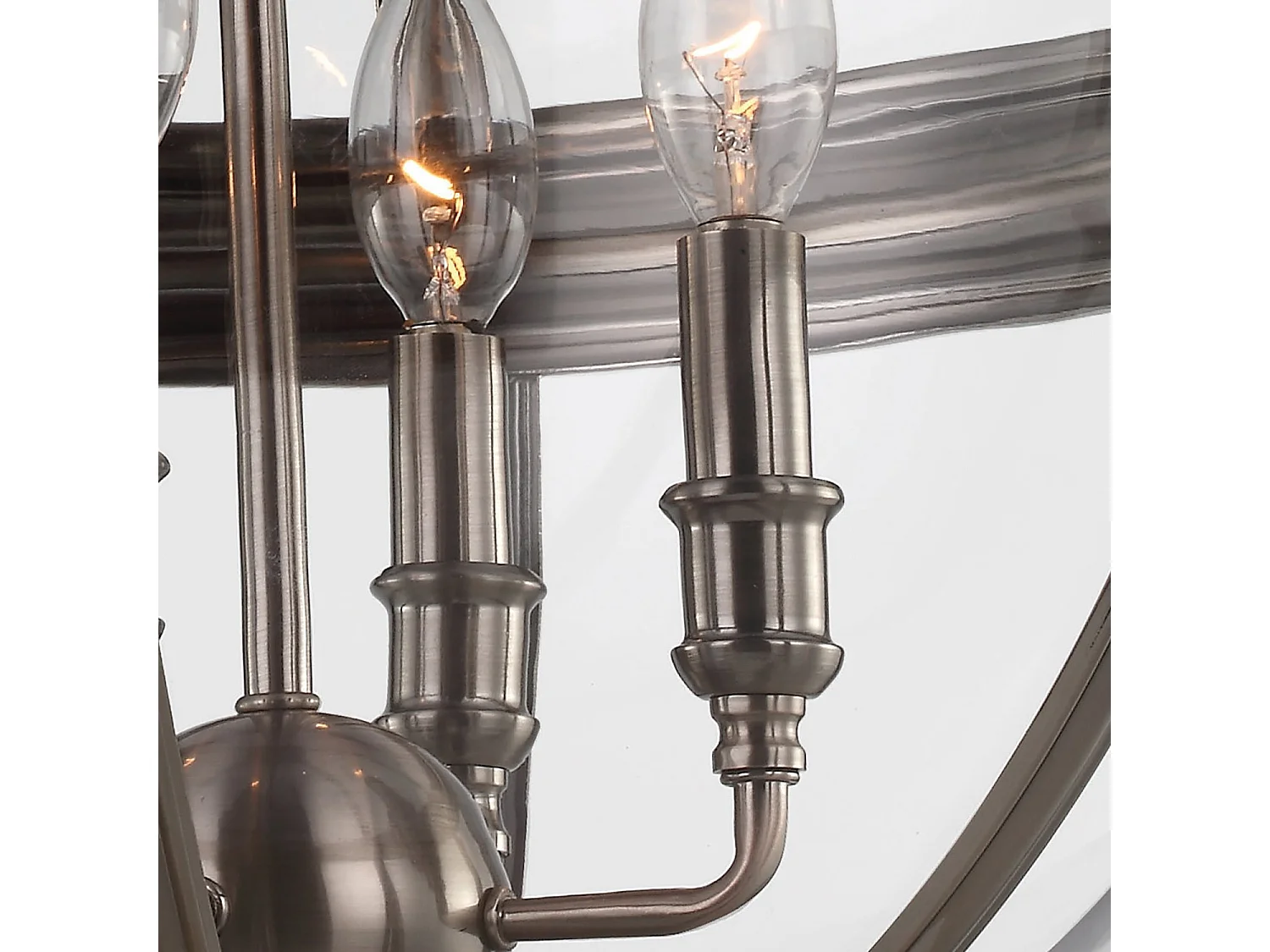 Lampadario Industrial Nordico Adams Acciaio Nichel Antico Vetro 4 Luci E14