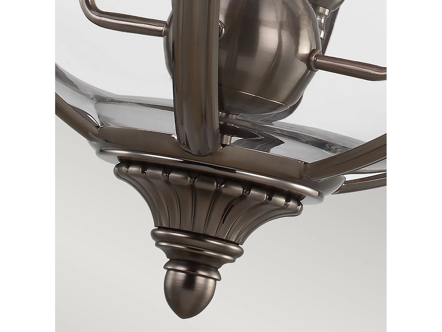 Lampadario Industrial Nordico Adams Acciaio Nichel Antico Vetro 4 Luci E14