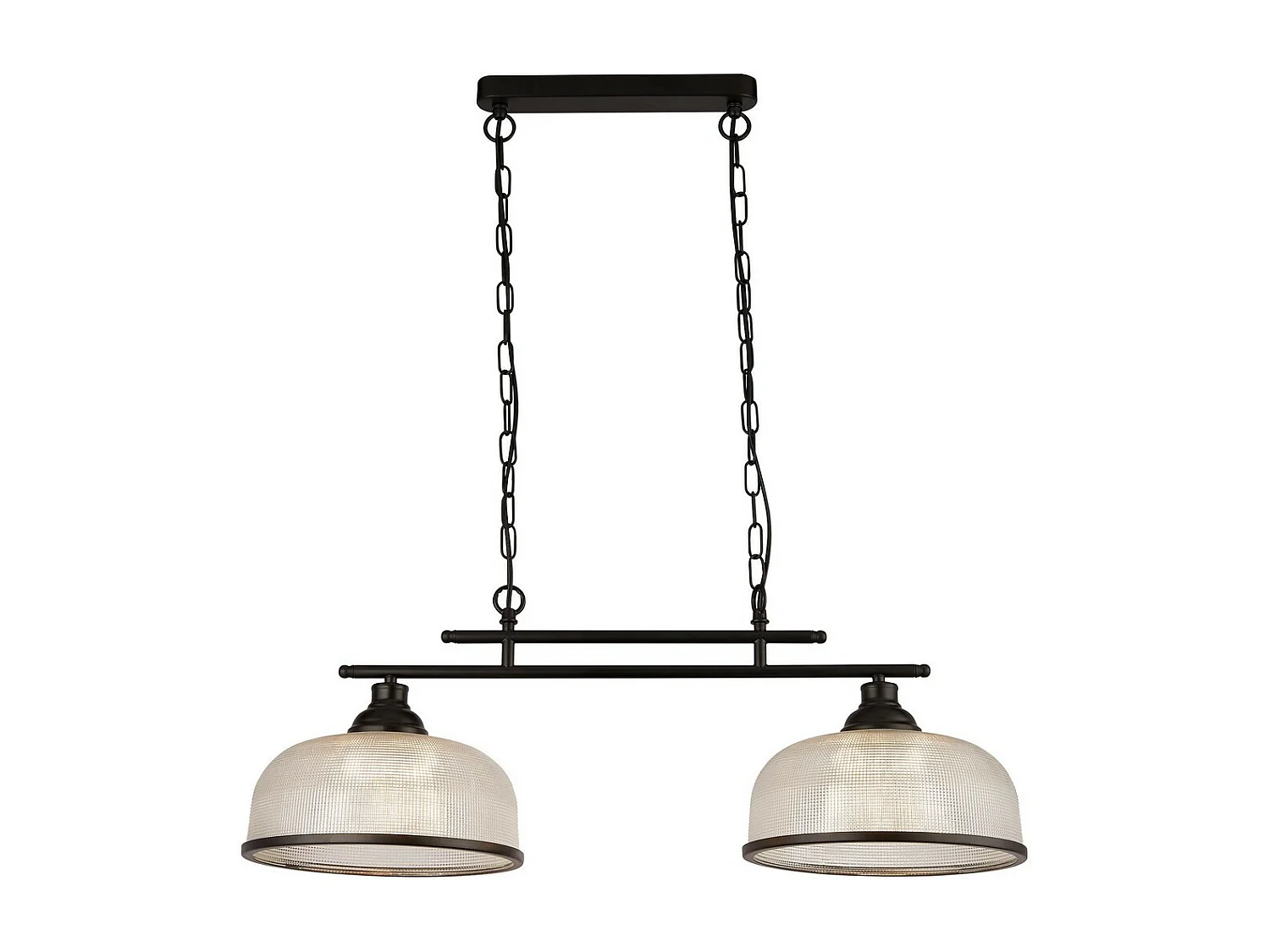 Searchlicht Highworth 2-flammige Pendelleuchte aus schwarzem Glas im Holophane-Stil