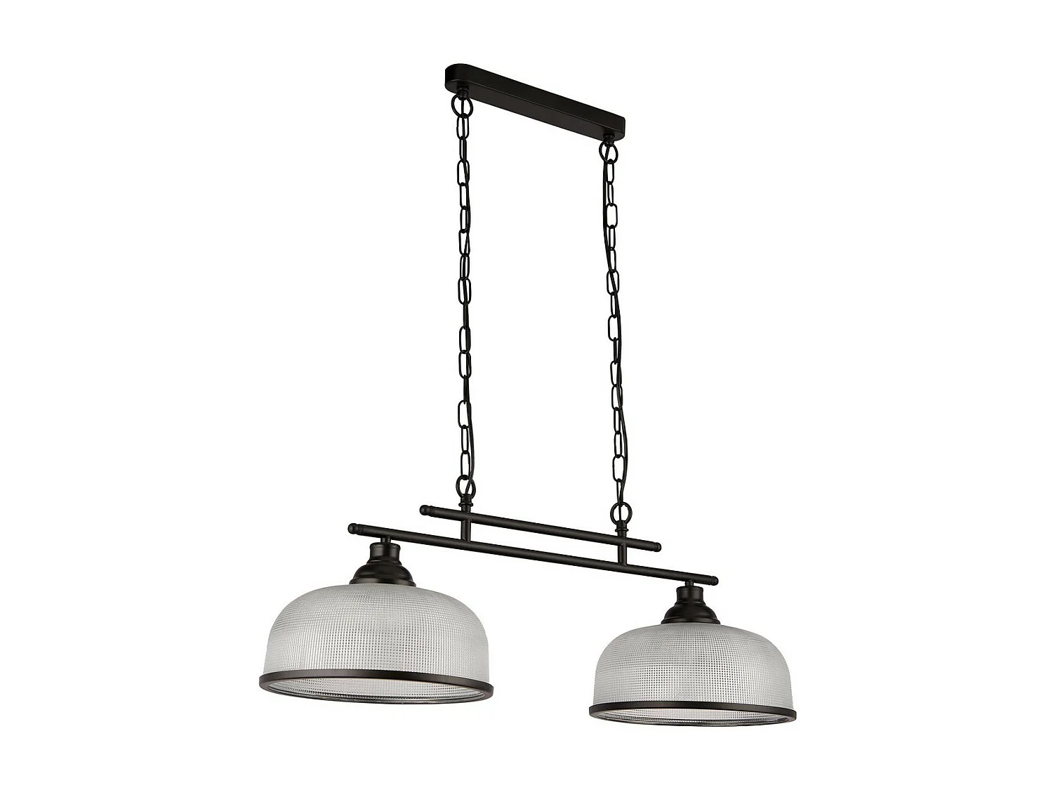 Searchlight Highworth Lampada a sospensione a 2 luci nera, vetro stile olofano