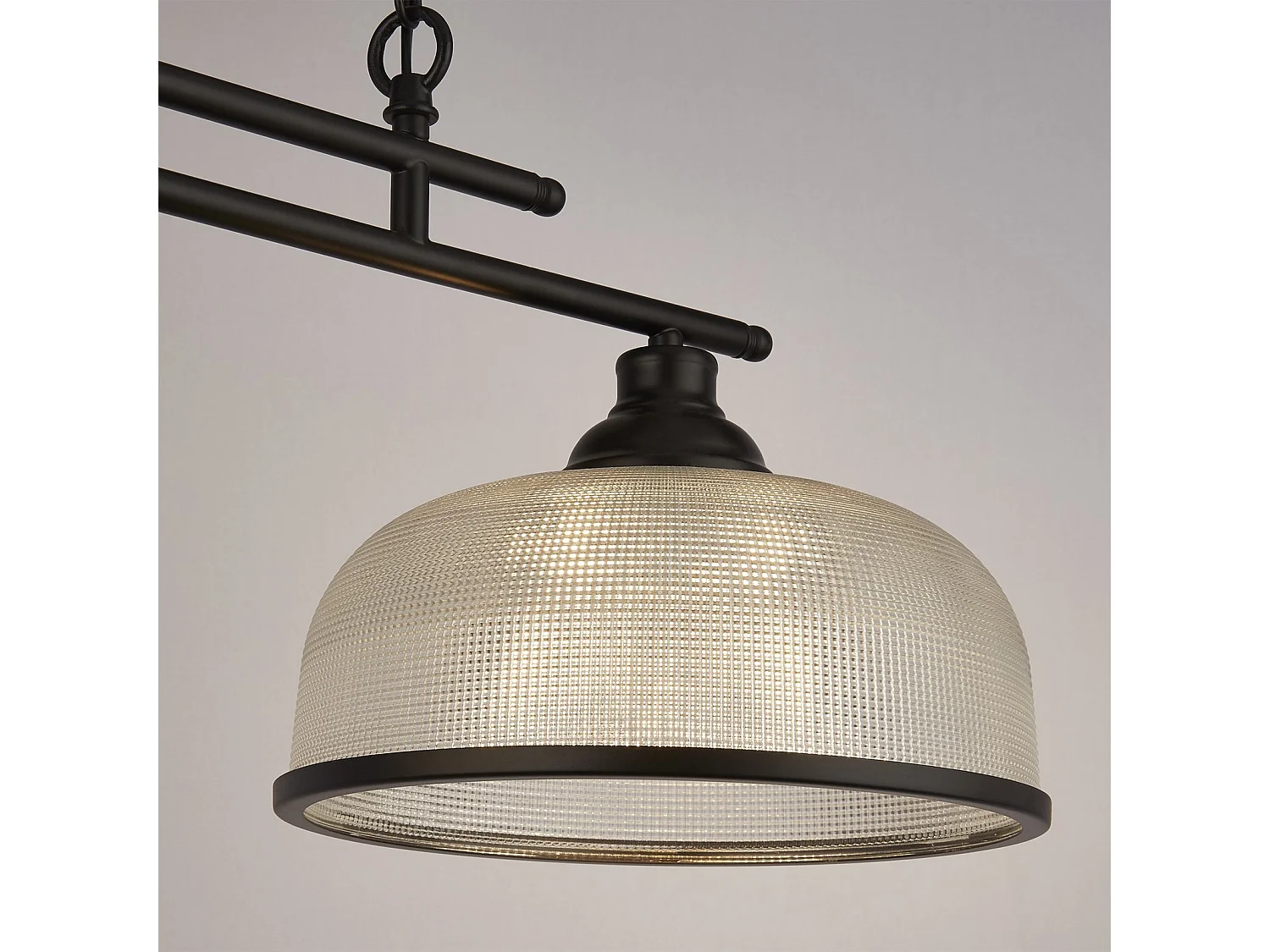 Searchlight Highworth Lampada a sospensione a 2 luci nera, vetro stile olofano