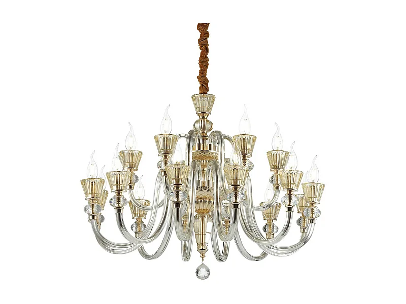 Ideal Lux Strauss - Lampadario 18 Luci Finitura Oro Rosa, E14