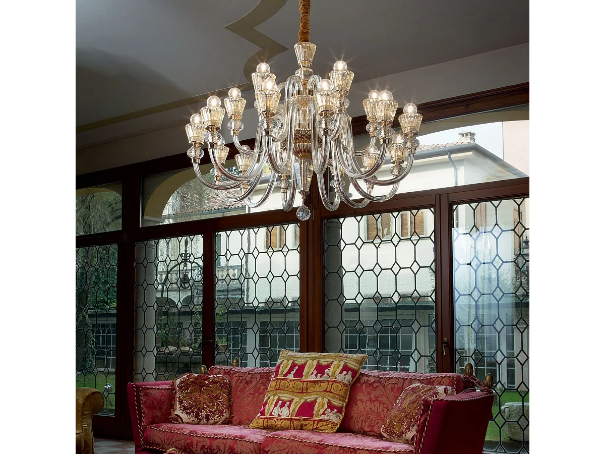 Ideal Lux Strauss - Lampadario 18 Luci Finitura Oro Rosa, E14