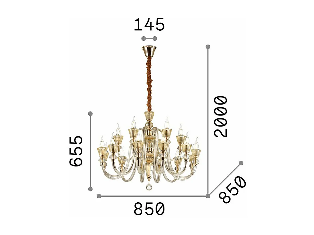 Ideal Lux Strauss - Lámpara de araña de 18 luces, acabado en oro rosa, E14