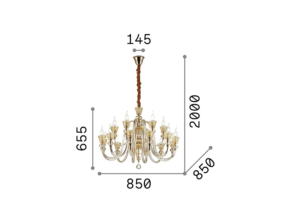 Ideal Lux Strauss - Lampadario 18 Luci Finitura Oro Rosa, E14