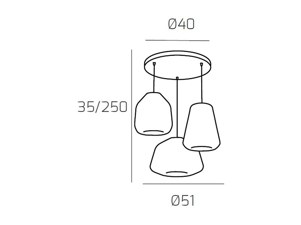 Sospensione Cromo 3 Luci Tonda Vetri Alpha + Beta + Gamma Trasparenti