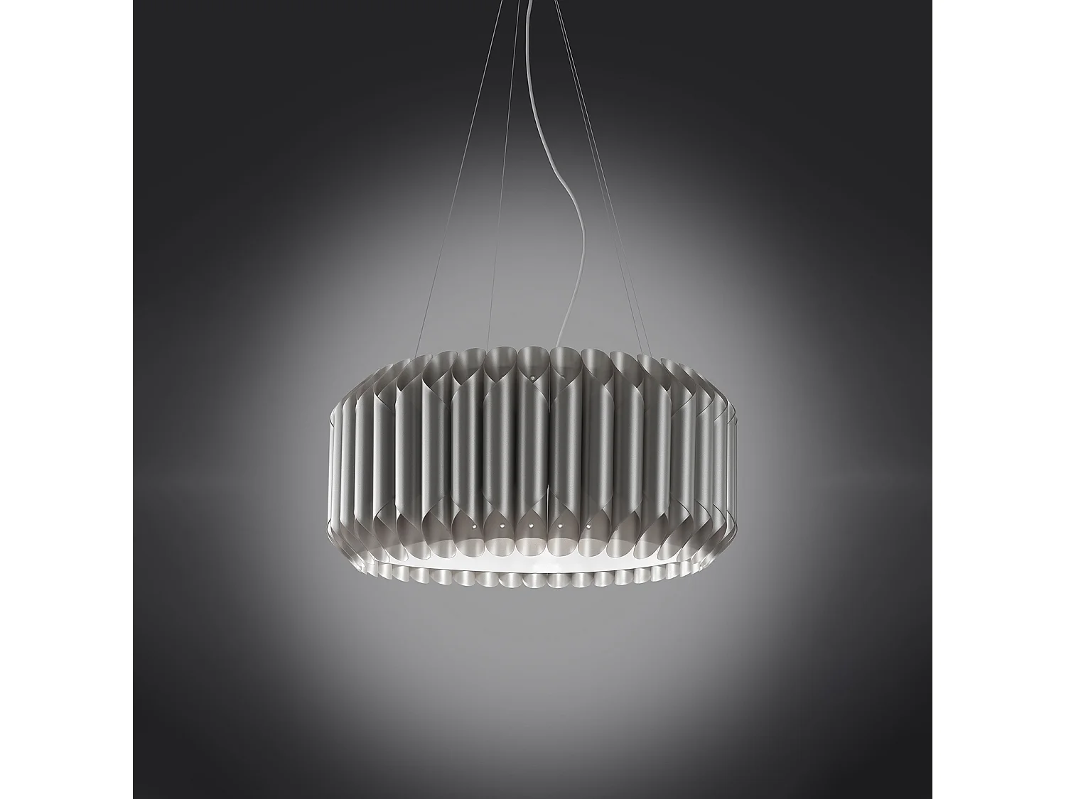 Sospensione Moderna Louise Polilux ® Argento E Metallo Cromo 1 Luce E27 D60Cm