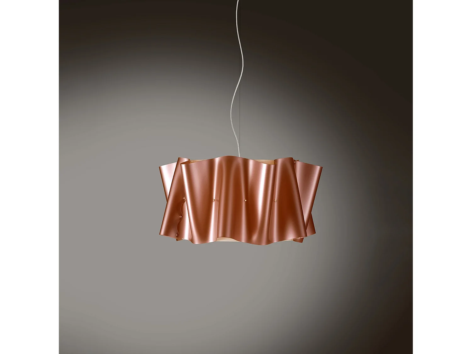 Sospensione Moderna Folio Polilux ® Rame E Metallo Cromo 1 Luce E27 D60Cm