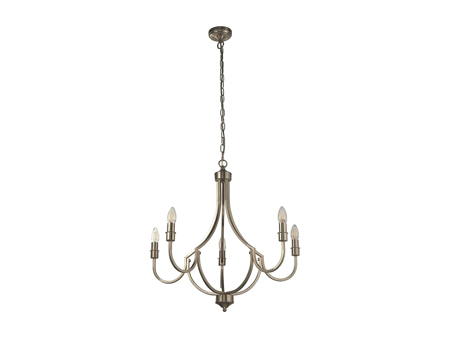 Searchlicht Lodge 5-Licht-Anhänger aus satiniertem Silbermetall