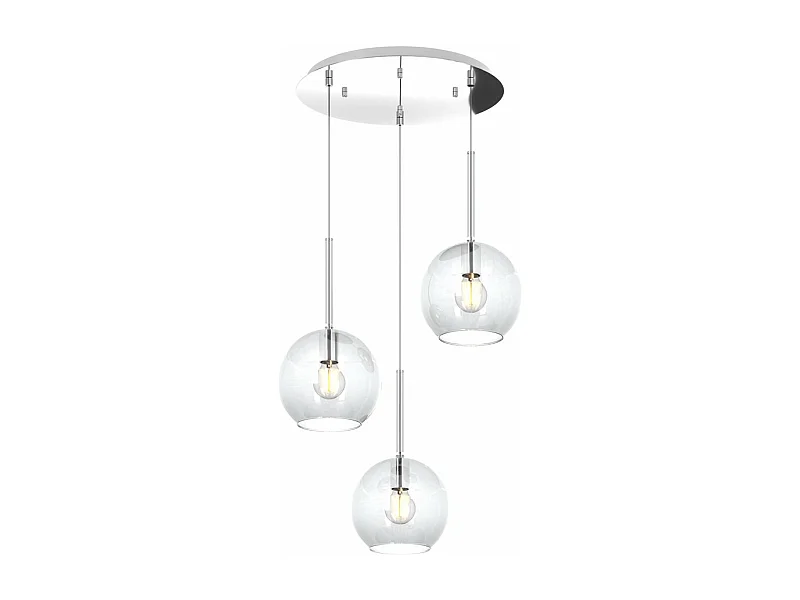 Sosp. Cromo Tonda 3 Luci Vetri Tutti Medio Trasparente