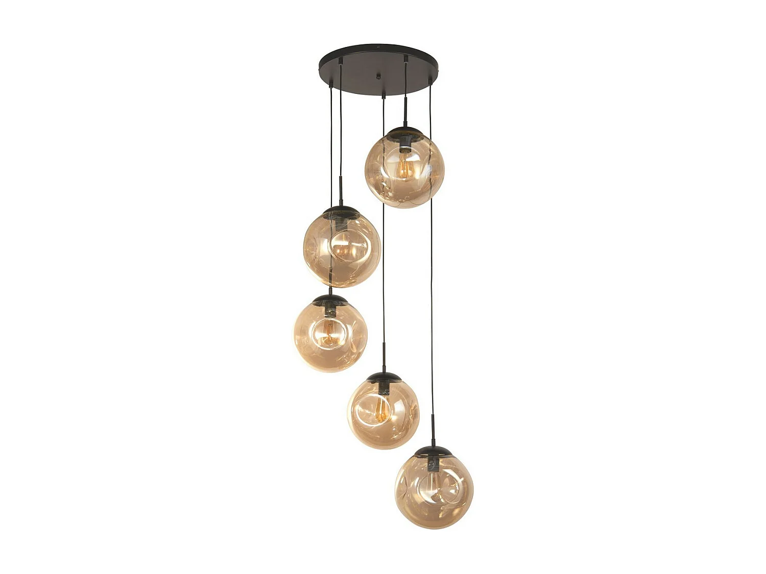 Searchlicht Punch 5 licht Multi, Drop Black, Champagner gestanztes Glas