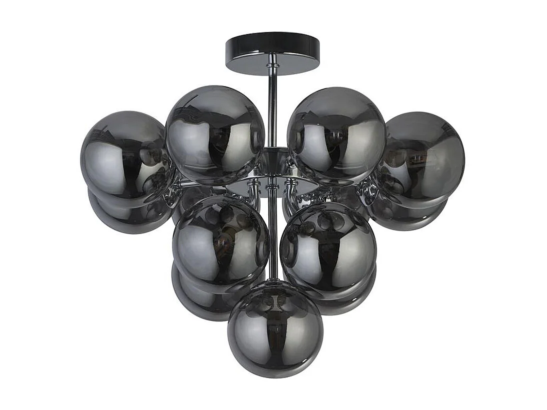Searchlicht Berry 13-flammige Deckenleuchte, Chrom, Rauchglas