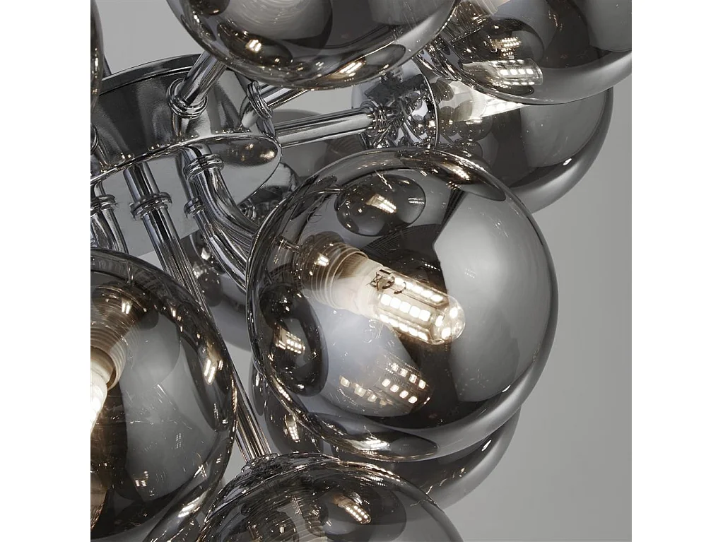 Searchlicht Berry 13-flammige Deckenleuchte, Chrom, Rauchglas