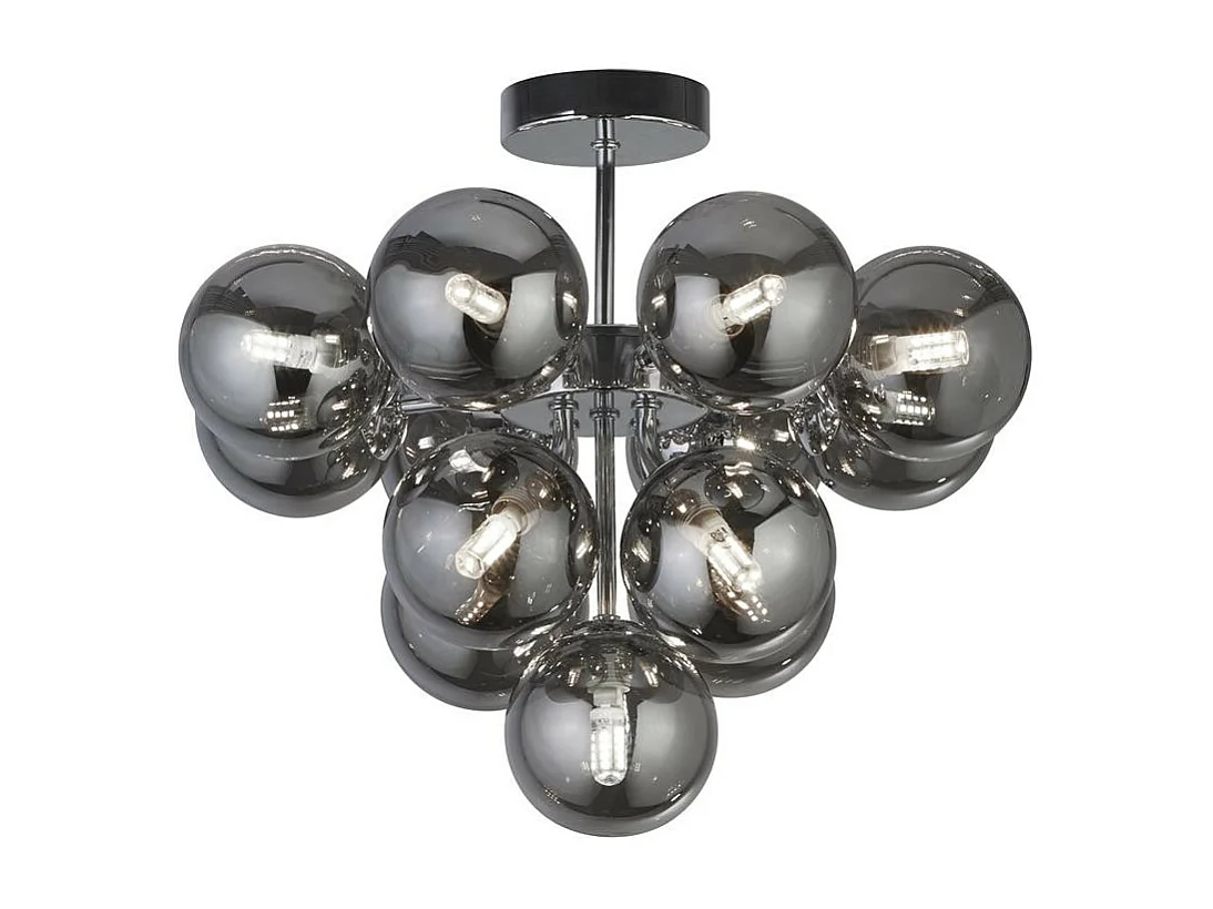 Searchlicht Berry 13-flammige Deckenleuchte, Chrom, Rauchglas