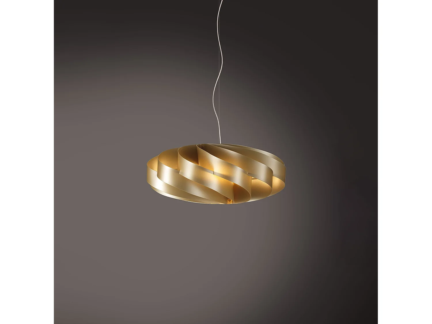 Sospensione Moderna Flat Polilux ® New Gold E Metallo Cromo 1 Luce E27 D60Cm