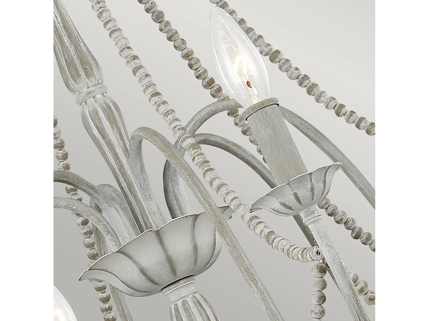 Lampadario Classico Maryville Acciaio Grigio Slavato Legno 6 Luci E14