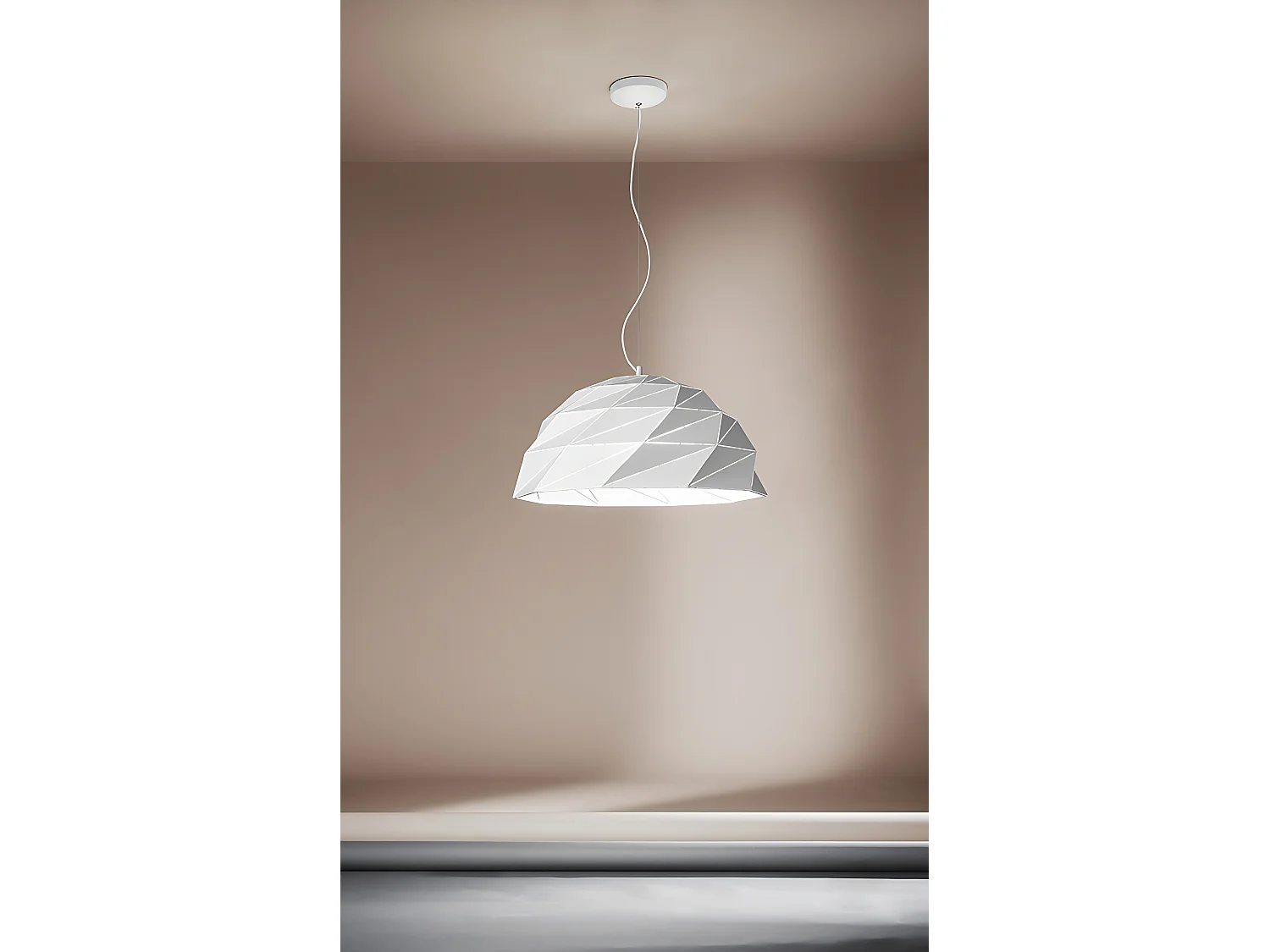 Tre-lys E27 metalpendellampe, hvid, moderne design med justerbar højde, diameter 56 cm, 10S46624 B - Perenz