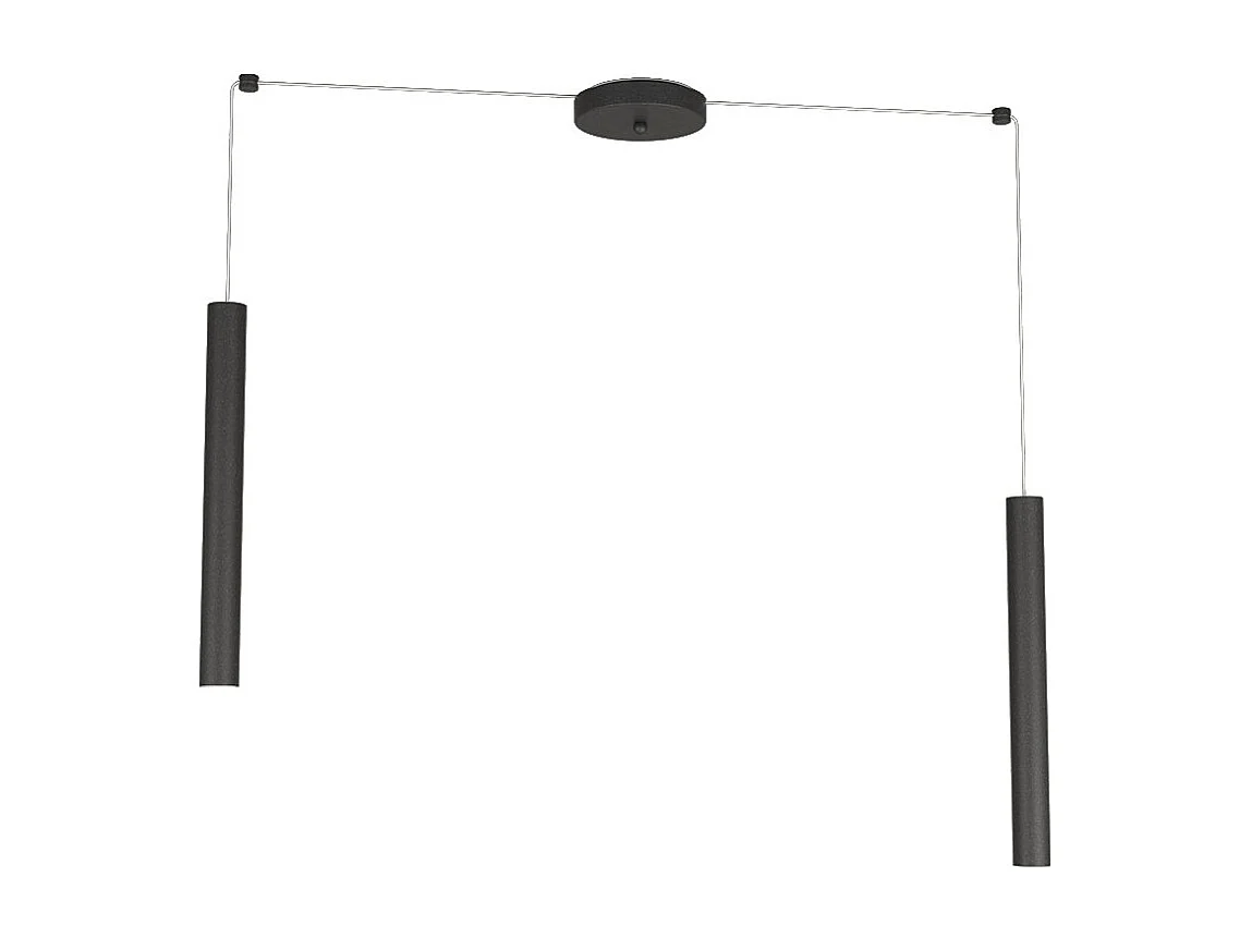 Sospensione Moderna Round Tube Metallo Nero 2 Luci Gu10