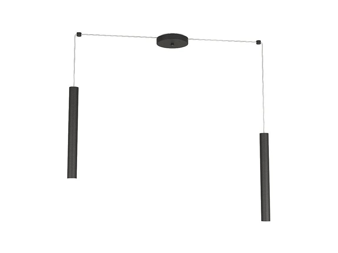 Sospensione Moderna Round Tube Metallo Nero 2 Luci Gu10